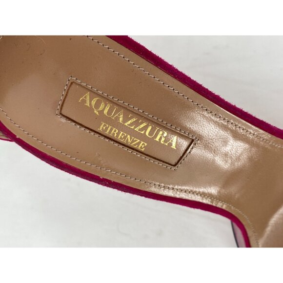 AQUAZZURA Pink Suede Nude Clear PVC Heels Ankle Wrap Shoes Pumps Heels Sz 38.5 - Picture 10 of 16